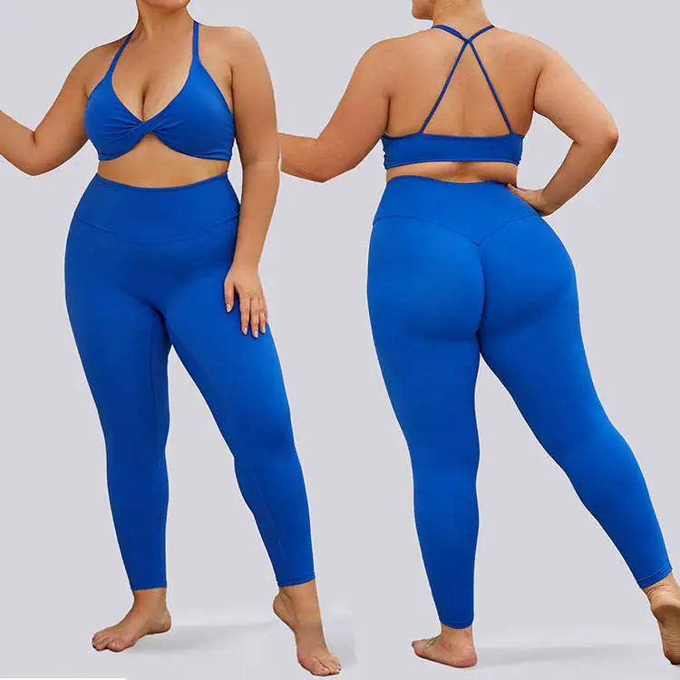 L-3XL Solid Sportswear Sets High Waist Elastic Waist Women's Gym Bra Leggings 3-Piece Running Fitness Yoga Wear Four-Way Stretch