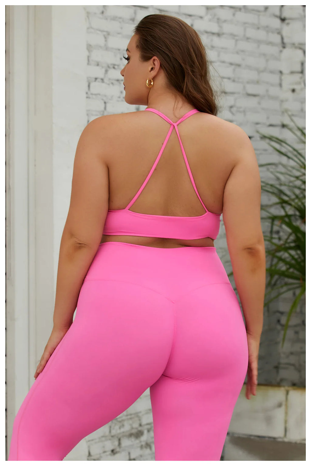 L-3XL Solid Sportswear Sets High Waist Elastic Waist Women's Gym Bra Leggings 3-Piece Running Fitness Yoga Wear Four-Way Stretch