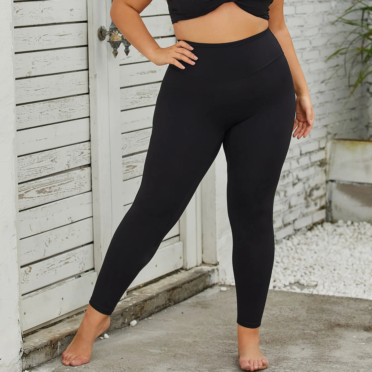 L-3XL Solid Sportswear Sets High Waist Elastic Waist Women's Gym Bra Leggings 3-Piece Running Fitness Yoga Wear Four-Way Stretch