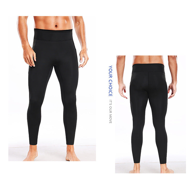 Running Marathon Compression Pants for Men, Fleece-Lined Winter Fitness Yoga Pants, High-Elastic Tight-Fitting Sports Leggings for Athletes