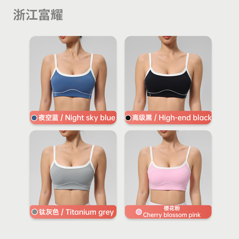 Outdoor Cross-Border Sports Bra with Chest Pads, Naked-Feel, Push-Up, Beautiful Back Design, Outerwear Camisole, Fitness Tank Top, Yoga Wear
