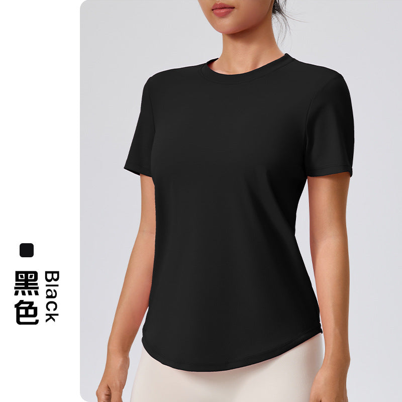 Fuyao Outdoor Yoga Classic T-Shirt Round Neck Running Sports Fitness Yoga Women's Figure-Flattering Yoga Short Sleeve