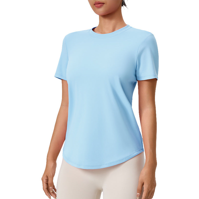 Fuyao Outdoor Yoga Classic T-Shirt Round Neck Running Sports Fitness Yoga Women's Figure-Flattering Yoga Short Sleeve