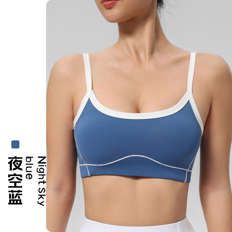 Outdoor Cross-Border Sports Bra with Chest Pads, Naked-Feel, Push-Up, Beautiful Back Design, Outerwear Camisole, Fitness Tank Top, Yoga Wear