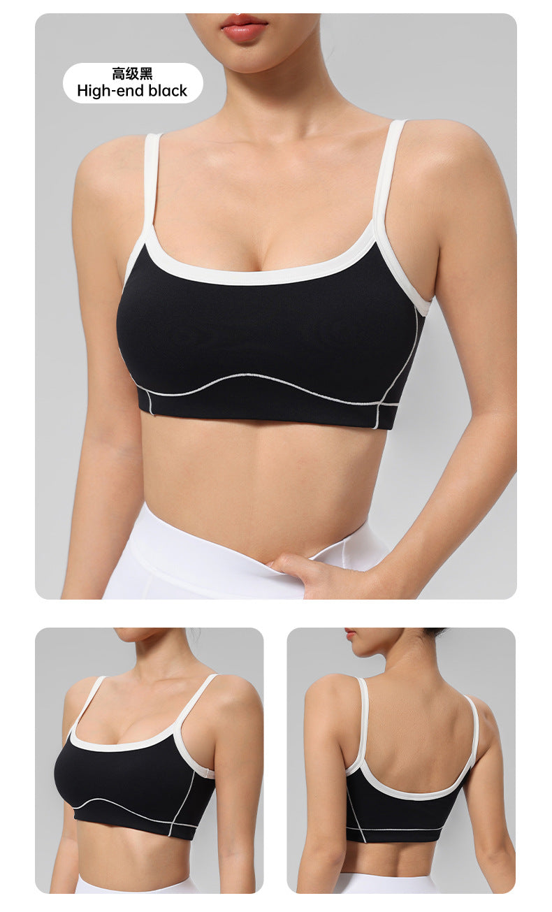 Outdoor Cross-Border Sports Bra with Chest Pads, Naked-Feel, Push-Up, Beautiful Back Design, Outerwear Camisole, Fitness Tank Top, Yoga Wear