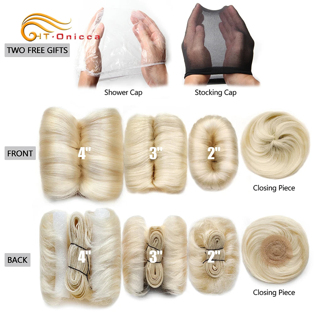 613 Blonde Straight Bundle Human Hair Bundles With Circular Closure 1B 27 30 4 BUG Colored Short Remy Human Hair 28Pcs/Lot