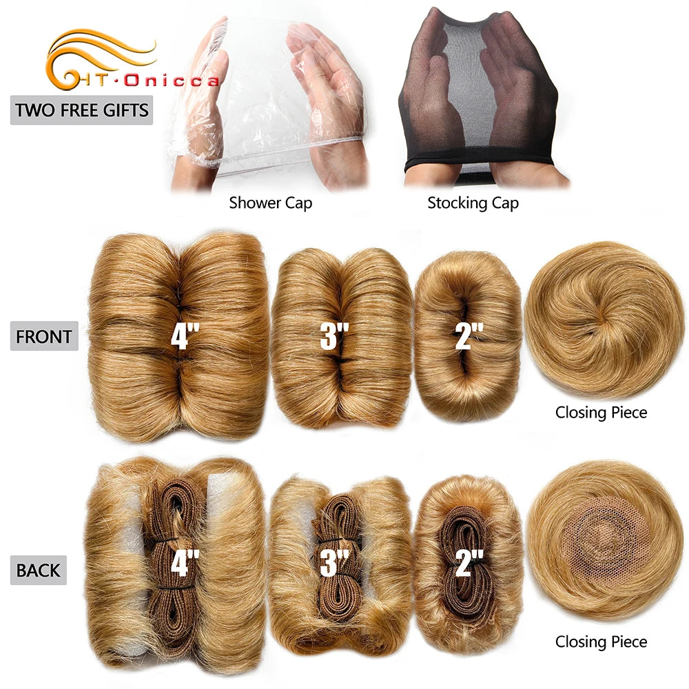 613 Blonde Straight Bundle Human Hair Bundles With Circular Closure 1B 27 30 4 BUG Colored Short Remy Human Hair 28Pcs/Lot