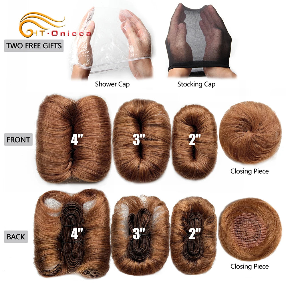 613 Blonde Straight Bundle Human Hair Bundles With Circular Closure 1B 27 30 4 BUG Colored Short Remy Human Hair 28Pcs/Lot