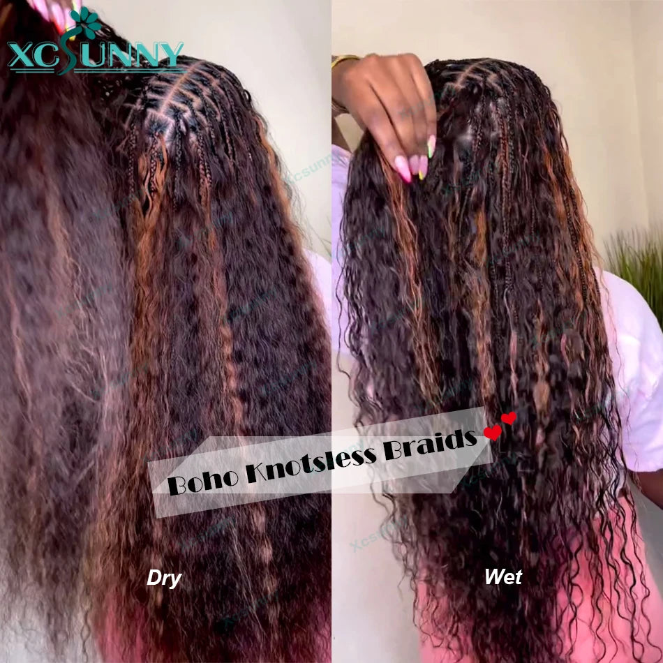 Bulk Human Hair For Braiding Highlight Curly Hair Bundles No Weft Wholesale Loose Deep Wave Double Drawn Boho Knotless Braids