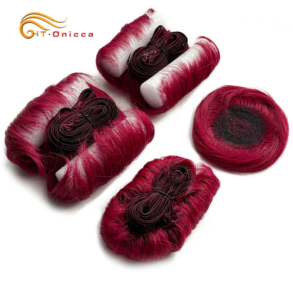 613 Blonde Straight Bundle Human Hair Bundles With Circular Closure 1B 27 30 4 BUG Colored Short Remy Human Hair 28Pcs/Lot