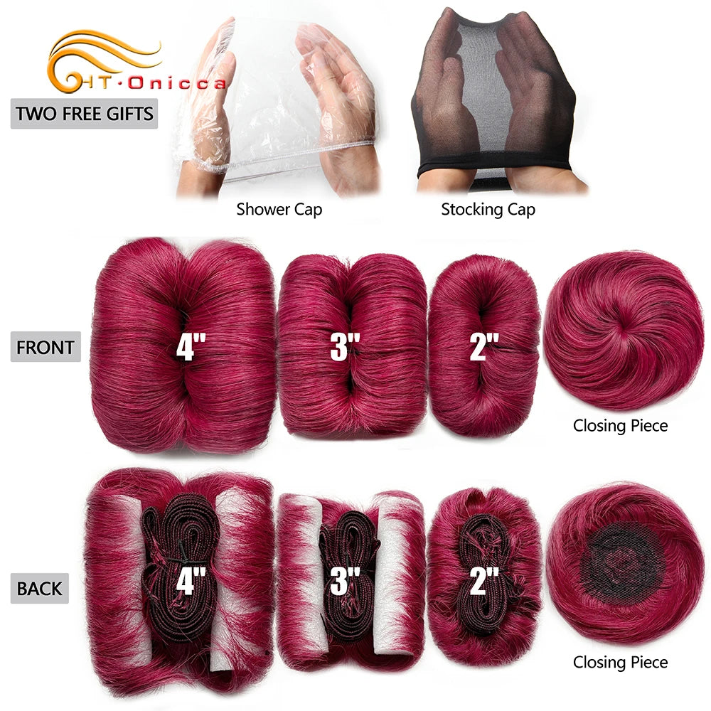 613 Blonde Straight Bundle Human Hair Bundles With Circular Closure 1B 27 30 4 BUG Colored Short Remy Human Hair 28Pcs/Lot