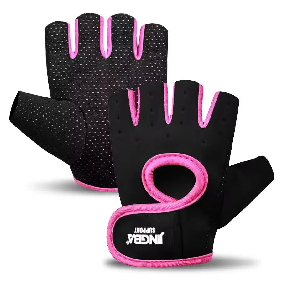Fitness Half Finger Gloves Unisex Fitness Gym Weightlifting Exercise Gloves Silicone Anti Slip Breathable Outdoor Cycling Gloves